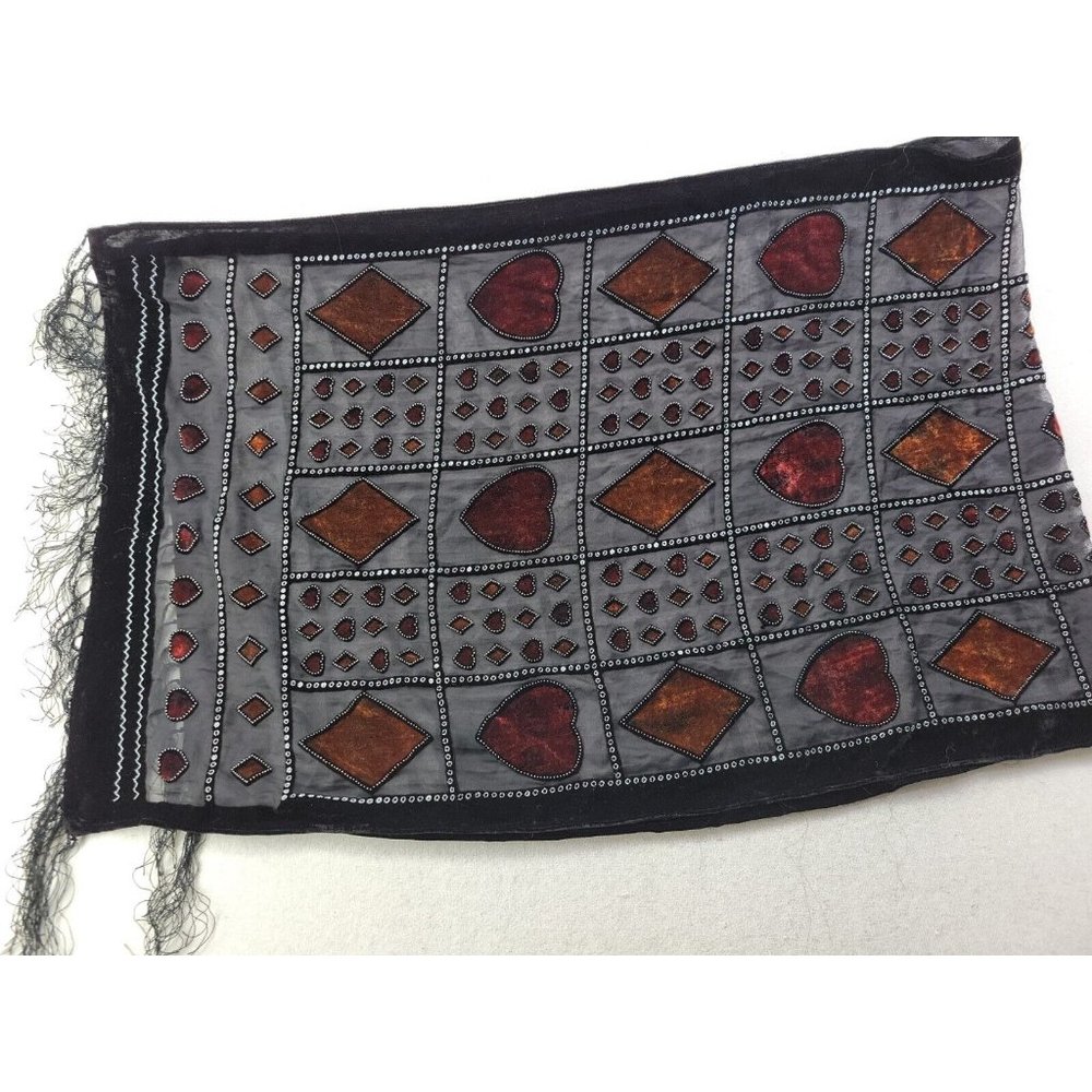 Women's Rectangular Neck Scarf Window Pane Velvet… - image 4